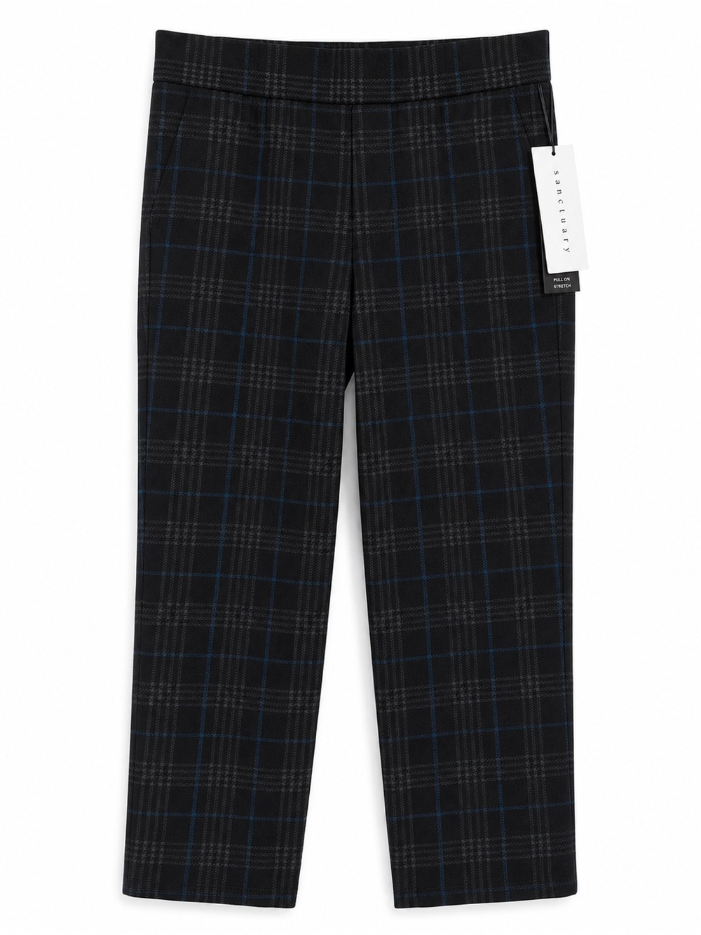 Sanctuary Carnaby Kick Crop Plaid Pants M NWT $89 Stretch Pull On